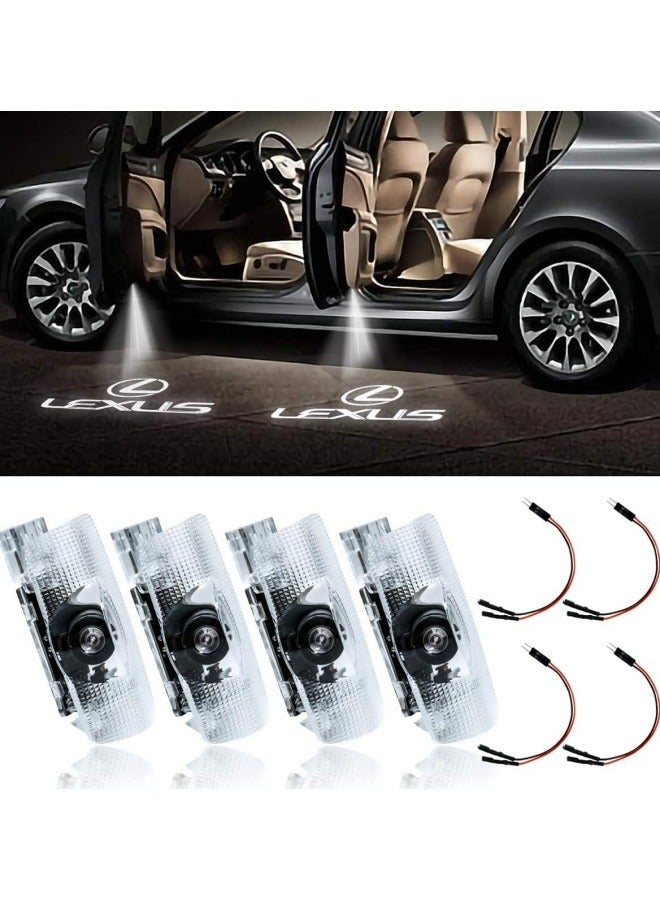 4 Pack LED Car Door Logo Light Projector, Welcome Laser Lights Car Door Courtesy Lights 3D Logo Door Lights White LED Projector Lamps for RXESGXLSLXISGSRCUX Series Lexus Door Light Replacement - Image 1